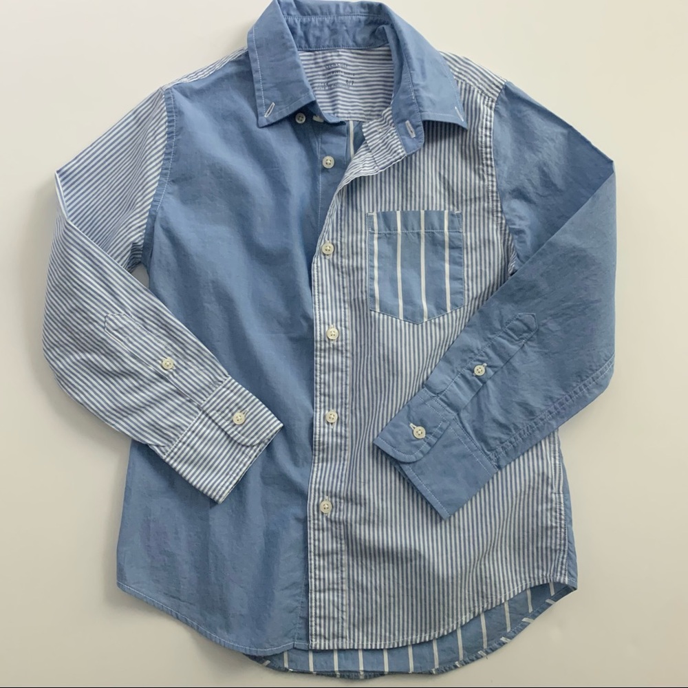 Crewcuts Blue & White Mixed Stripe Button Down Shirt